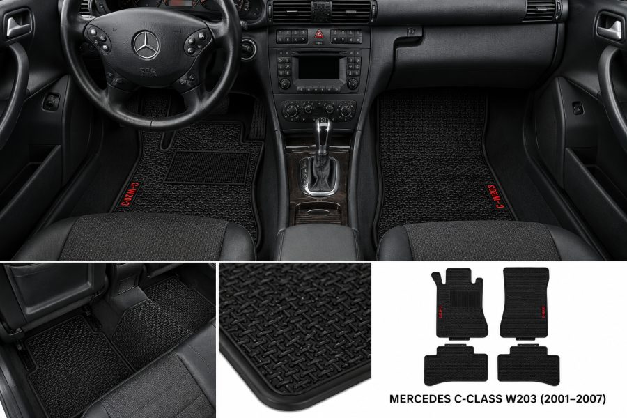 [Floor-Mats] KingMats mbulesat e dyshemesë për Mercedes C-Class W203 (2001–2007) –
