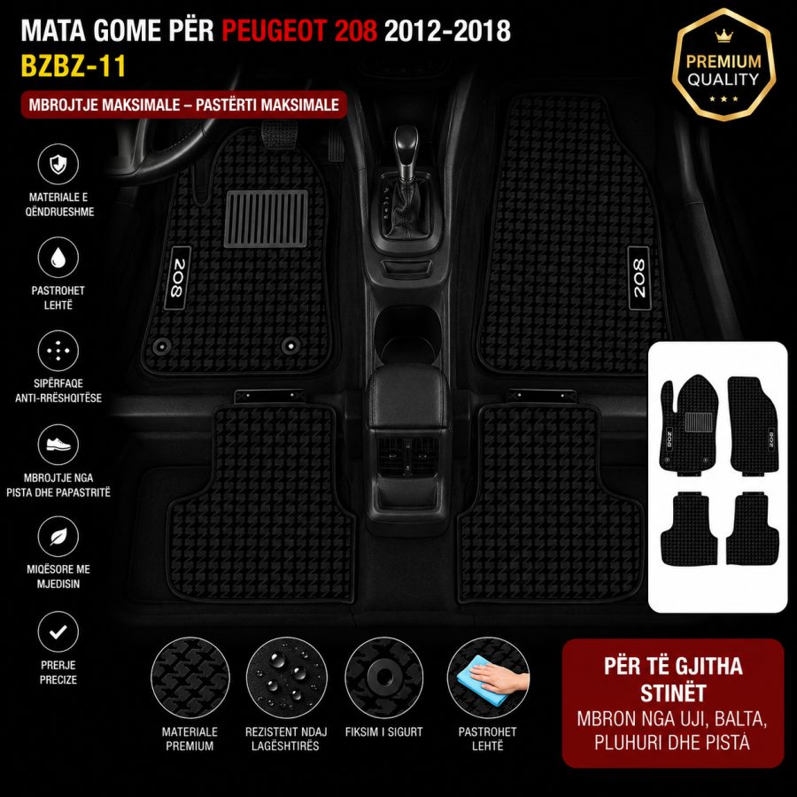 [Floor-Mats] KingMats mbulesat e dyshemesë për Peugeot 208 (2012–2018) –