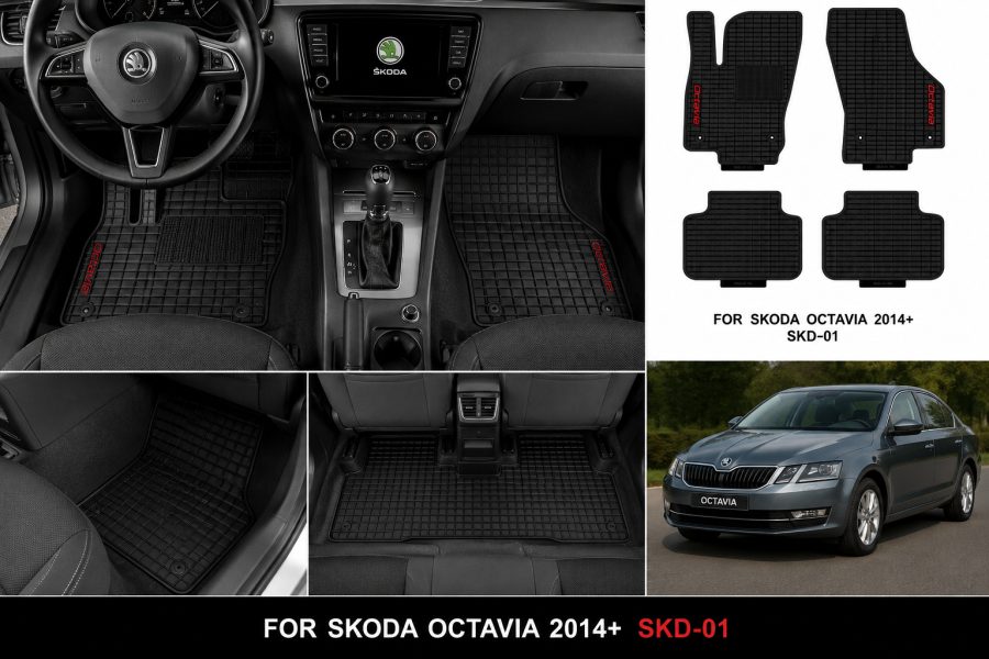 [Floor-Mats] Tapetet e dyshemesë KINGMATS për Skoda Octavia 2014+ –