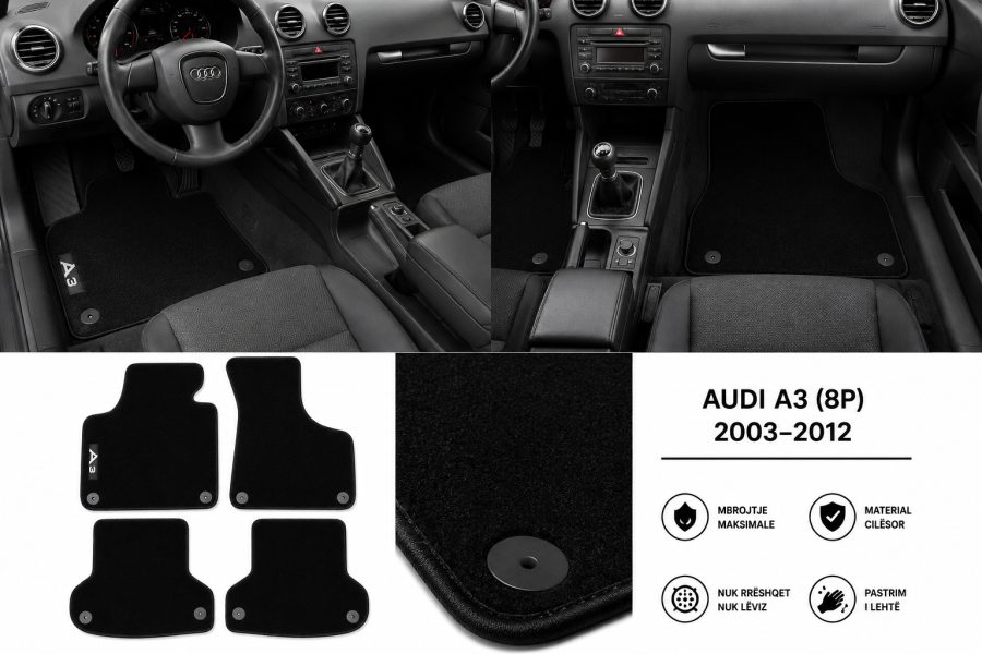 [Floor-Mats] Tapetet e dyshemesë për Audi A3 03-12 – 1000420